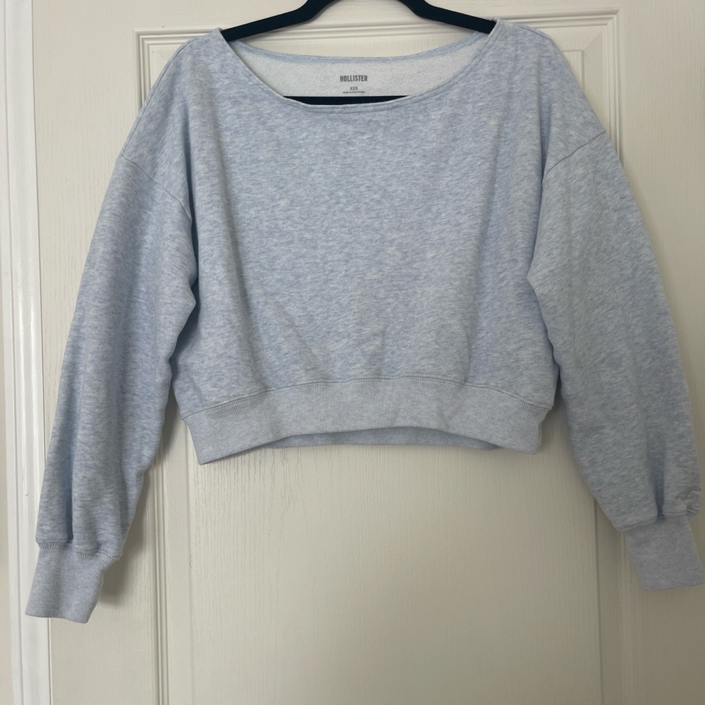 Hollister Heather Blue Cropped Sweatshirt